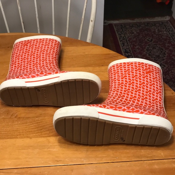 COACH URSULA WOMEN’S RAIN BOOTS ORANGE SIZE 7 - Picture 5 of 7